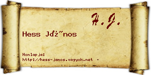 Hess János névjegykártya